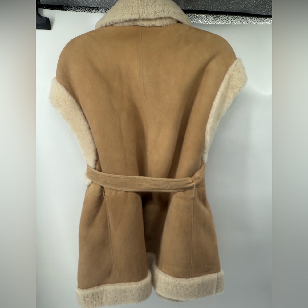 NWT Massimo Dutti Women's Tan Shearling Coat - Picture 3 of 7